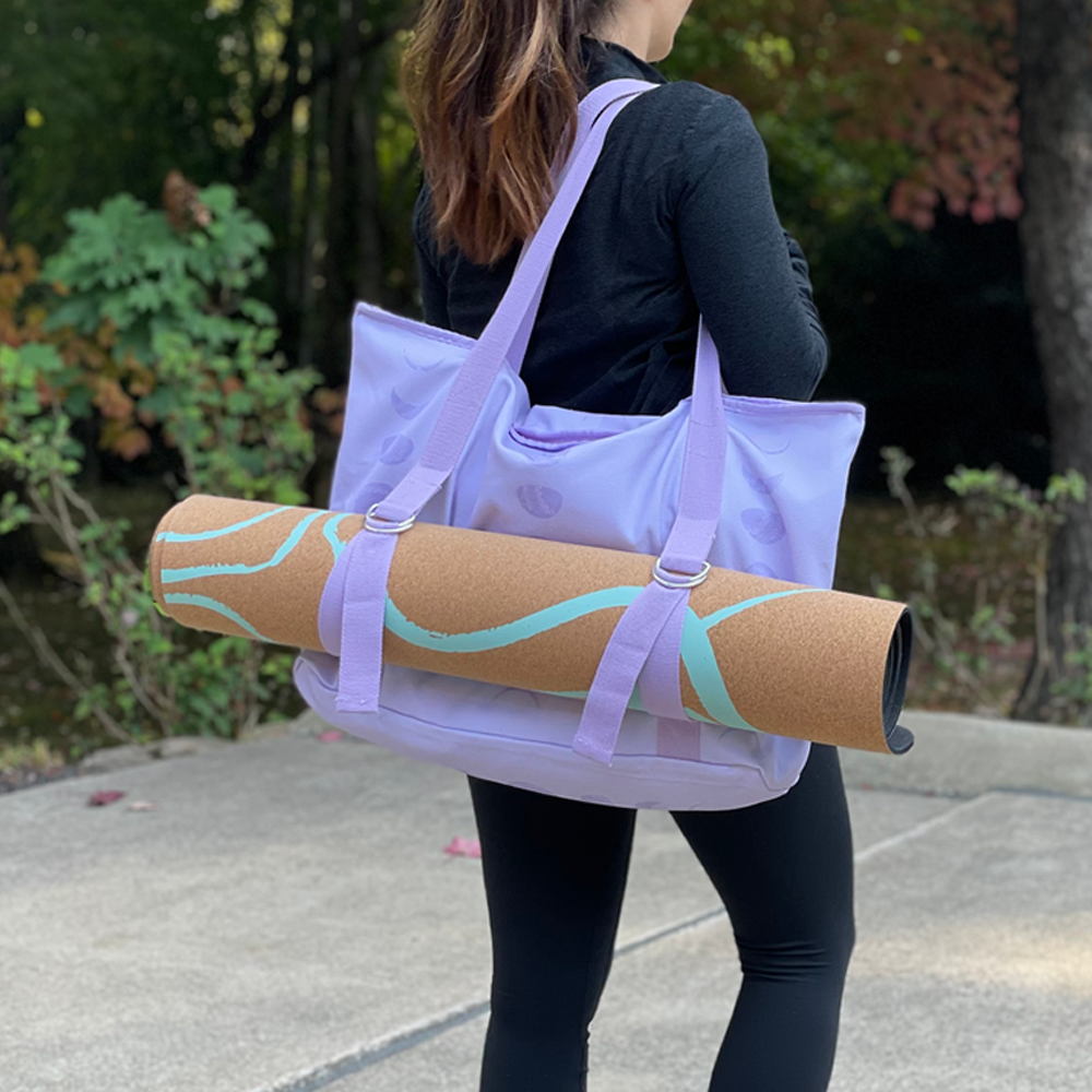 Recycled Canvas Tote & Mat Carrier - Violet Moon