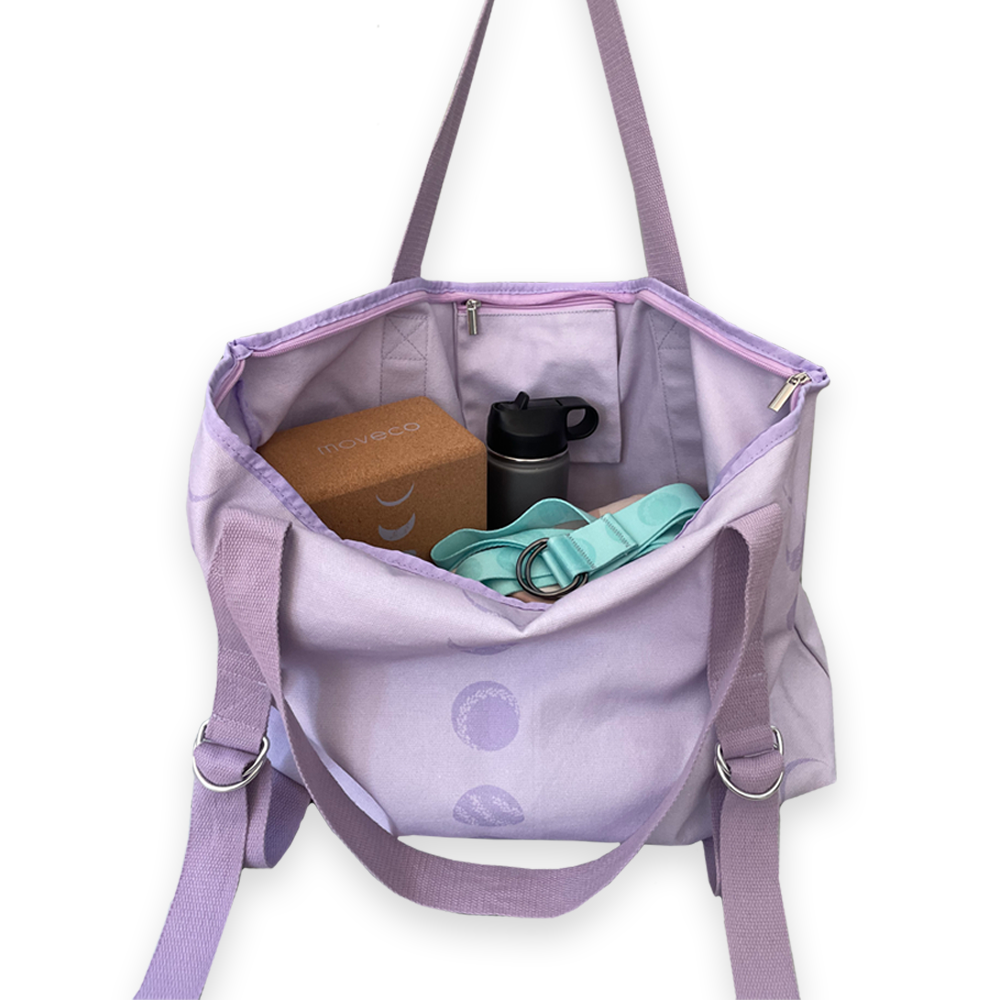 Recycled Canvas Tote & Mat Carrier - Violet Moon – moveco